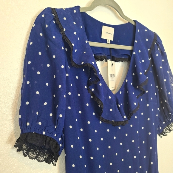 NEW Reformation Evra Dress in Danube Polka Dot Size 10 - Picture 10 of 14